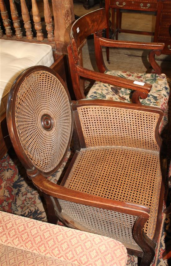 Mahogany elbow chair & another